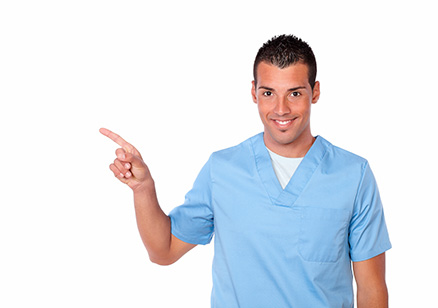 nurse pointing